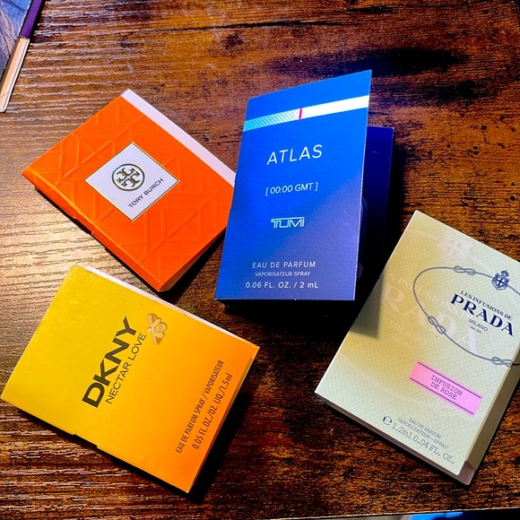 Luxury Eau de Parfum sampler pack - Tory Birch, Prada, DKNY, and Altas - Picture 1 of 6